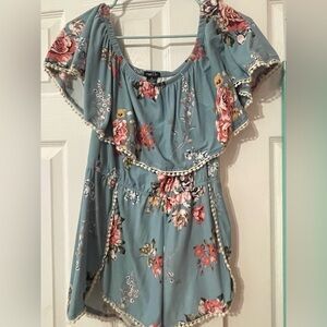 Rue 21 blue floral romper